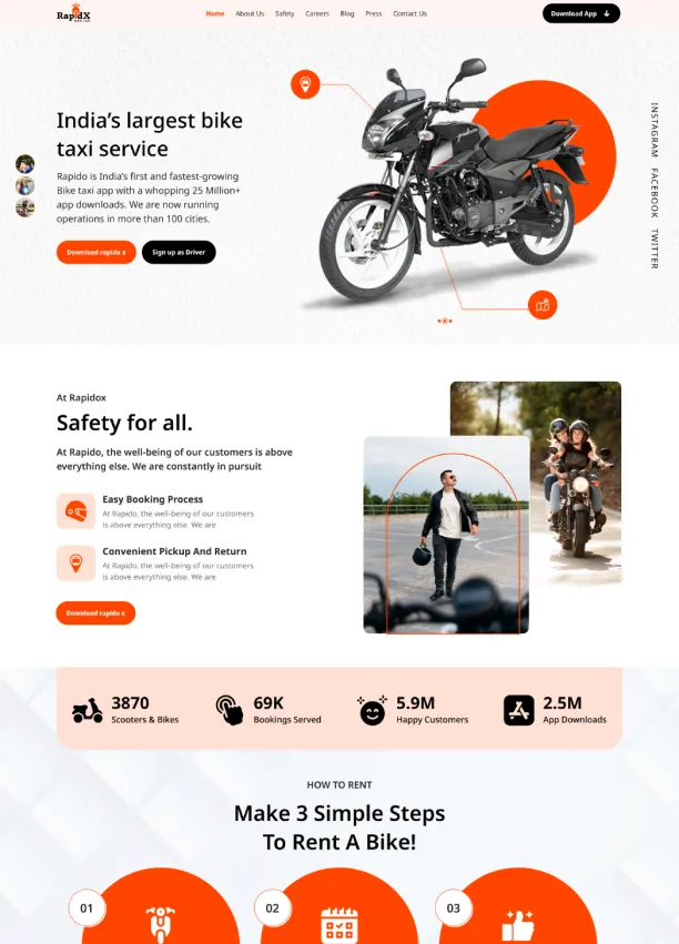 Rapid-X Travel — A bike-taxi booking experience designed for India's largest two-wheeler service.
